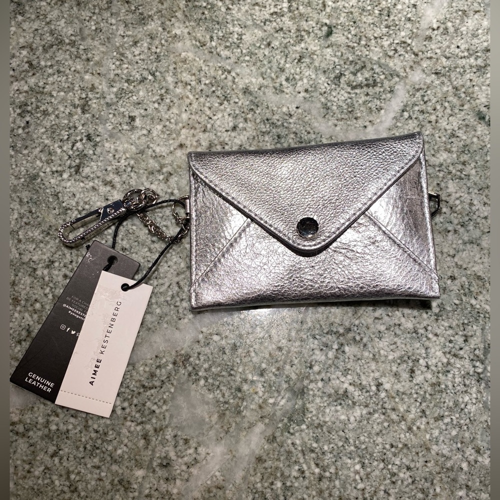 NWT Genuine Leather Silver Aimee Kestenberg Wallet